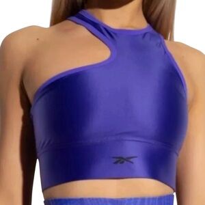 Reebok x Cardi B Purple Asymmetrical Crop Top | Sports Bra